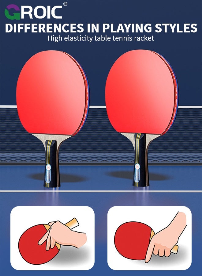GROIC Table Tennis, 5-Ply Poplar Blade with Carbon Simulation, for Beginner to Intermediate Players, High-Performance Set with Premium Table Tennis Rackets, 3-Star Ping Pong Balls and Storage Case, Ping Pong Paddles - Image 3